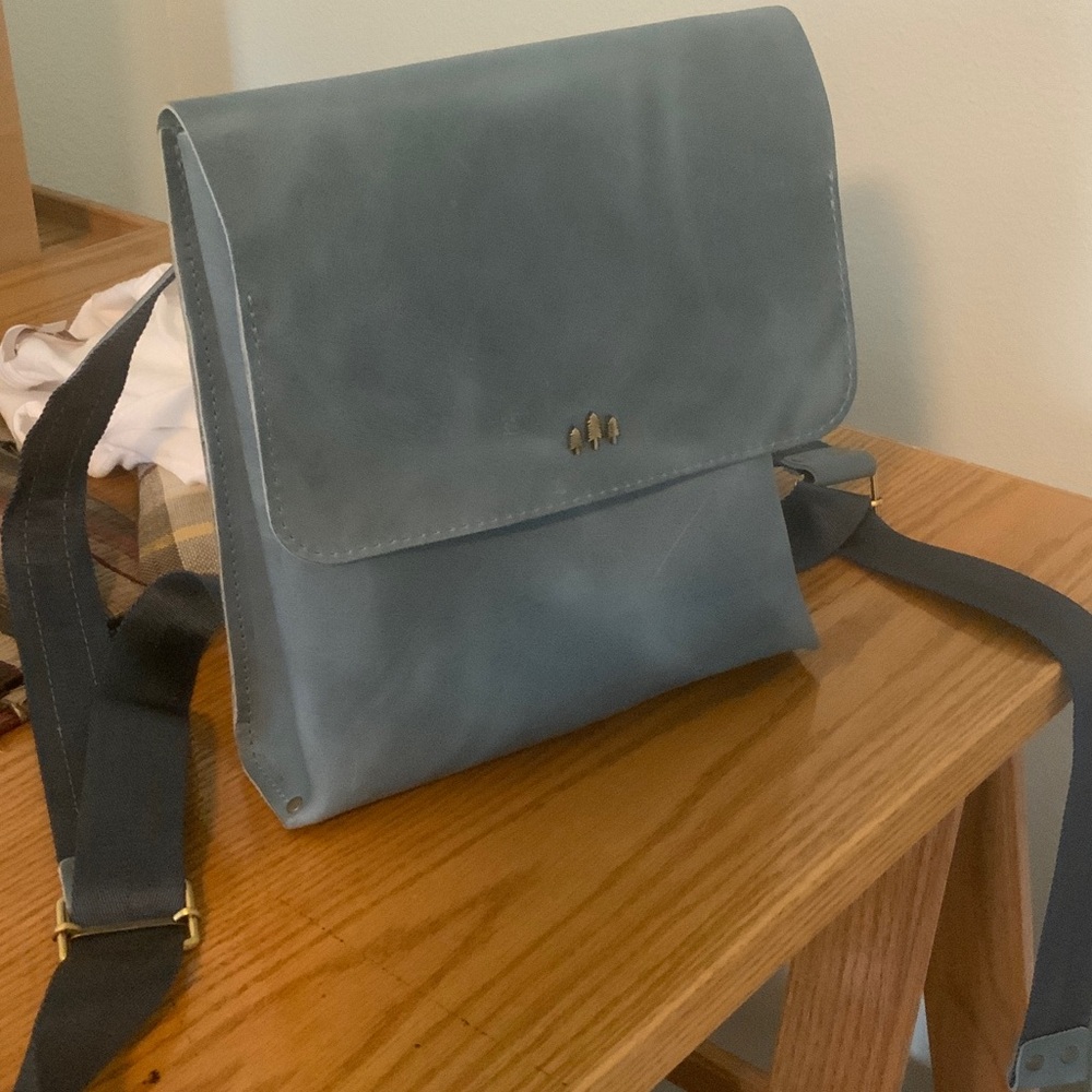 Elegant Blue Leather Women's Backpack